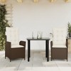 vidaXL Patio Dining Set with Cushions Table and Chairs Set Outdoor Poly Rattan - 31.5" x 31.5" x 29.1" Without footrest 2 Items - 2 of 4