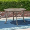 Outdoor Acacia Wood Dining Table with Teak Finish,Round Patio Dining Table for Backyard or Deck,Modern Table with Slatted Top Design-Coolbibila - 3 of 4