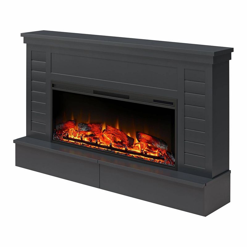 Hathaway Wide Shiplap Mantel with Linear Electric Fireplace and Storage Drawers Black - Room &#38; Joy, 5 of 9