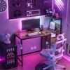 CENGHU 48" Reversible Gaming Desk with RGB LED Lights, 4-Tier Shelves Computer Desk with Power Outlet, Study Writing Table with USB Ports - 2 of 4