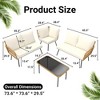 4 Piece Outdoor Wicker Patio Sectional L-Shaped Set, All-Weather Rattan Conversation Set with Glass Top Coffee Table & Cushioned Chairs - 2 of 4