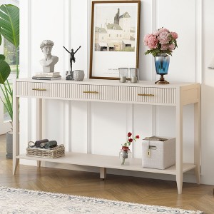 NicBex Modern Long Console Table with 3 Vertical Stripe Drawers,2-Tier Narrow Entryway Table for Living Room,Hallway - 1 of 4