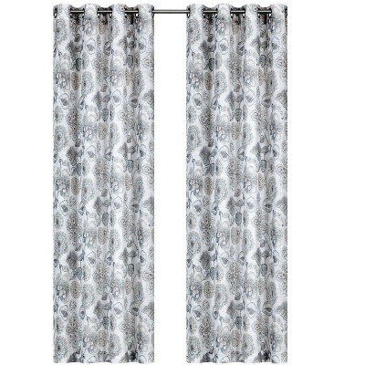 Kate Aurora Key West Summery Floral 2 Pack Grommet Top Sheer Curtain Panels