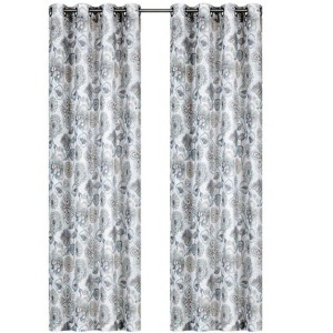 Kate Aurora Key West Summery Floral 2 Pack Grommet Top Sheer Curtain Panels - 1 of 4