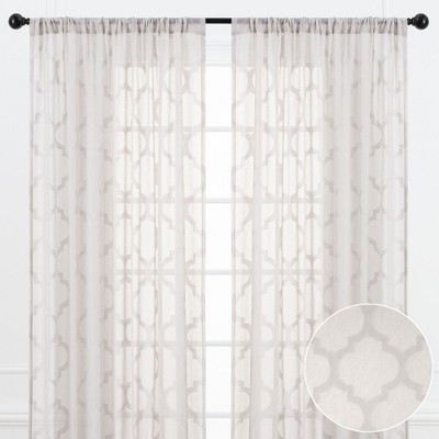 Taupe Sheer Polyester Rod Pocket Window Curtains, 52x84 Inches