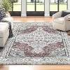 Low Pile Anti-Slip Stain Resistant Soft Carpet, Foldable Thin Floral Printed Non-Shedding Rug for Living Room, Bedroom Dining Room - 3 of 4