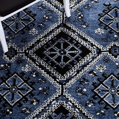 Luxury Vintage Hamadan 6'7" Square Black Synthetic Area Rug