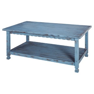 42"L Country Cottage Wood Coffee Table Antique Finish - Alaterre Furniture - 1 of 4