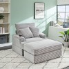 VYNXARIA 39-inch Spring upholstered armchair  Ottoman set - comfortable single sofa with cup holder and corduroy fabric for living room or bedroom - 2 of 4