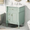 Gulches 24 in 18 in Undermount Rectangular Bathroom Sink in Green Solid Rubberwood MDF Ceramic with 3 Drawers Adjustable Shelf Metal Handles - 3 of 4