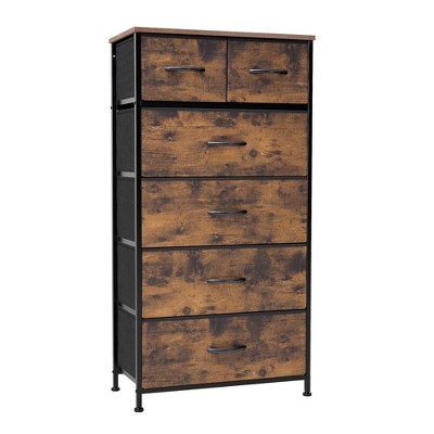 Crestlive Products 6-drawer Vertical Dresser Storage Tower with Sturdy Steel Frame, Wood Top, Easy Pull Fabric Bins