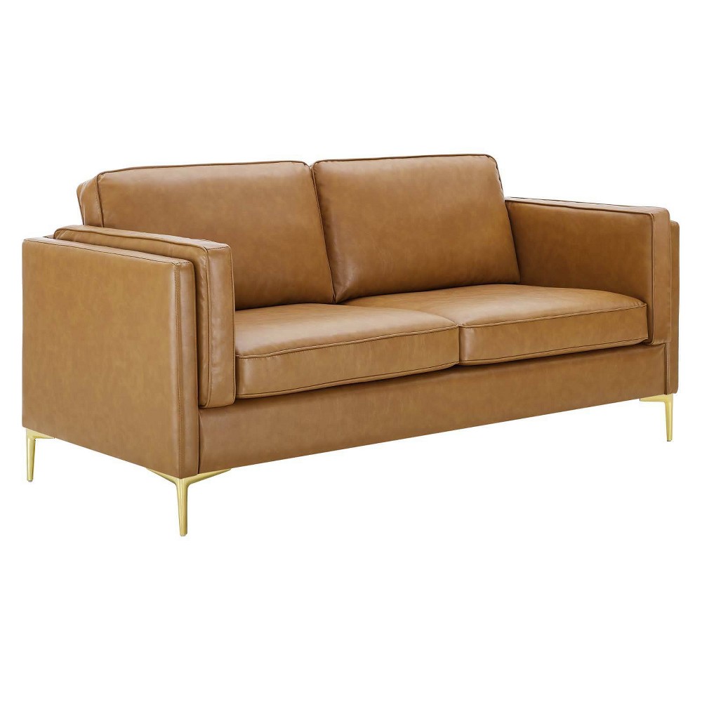 Photos - Sofa Modway Kaiya Vegan Leather  Tan  