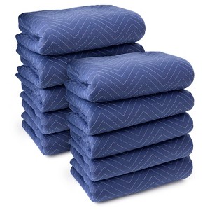 Sure-Max Moving & Packing Blankets - Deluxe Pro - 80" x 72" (40 lb/dz weight) - Professional Quilted Shipping Furniture Pads Royal Blue - 10 Pack - 1 of 4