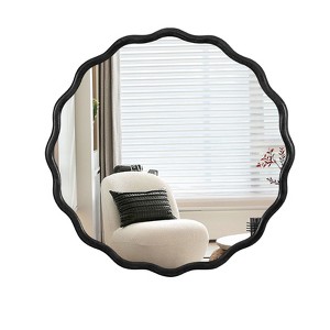 FONTOI Wavy Wall Mirror, 36"*36" Round Mirror Wall Decor for Bathroom Bedroom Living Room Cloakroom Entryway, Black, 35.6"*1.18"*35.6" - 1 of 4