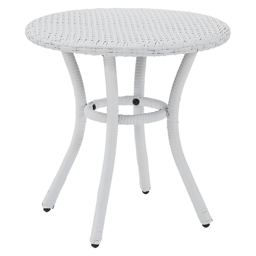 Photos - Garden Furniture Crosley Palm Harbor Outdoor Wicker Round Side Table in White 