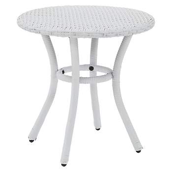 Crosley Palm Harbor Outdoor Wicker Round Side Table in White
