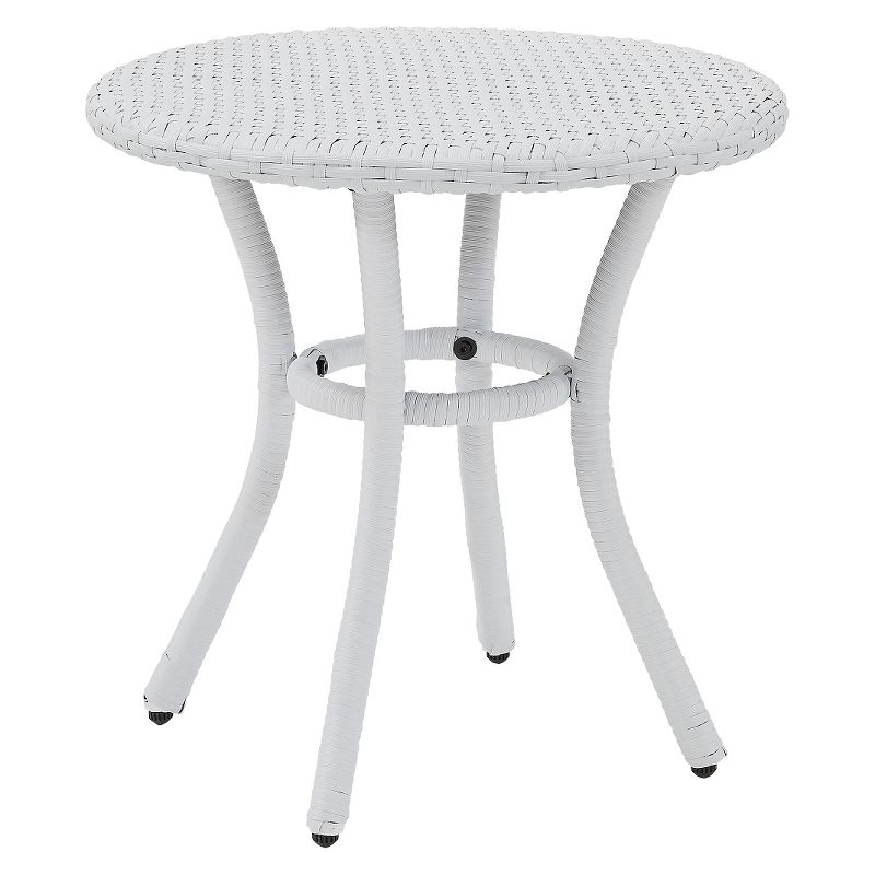 Crosley Palm Harbor Outdoor Wicker Round Side Table in White, 1 of 7