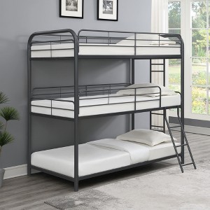 NicBex Full over Full Bunk Bed Metal Bed Frame with Short Inclined Ladder, Long Ladder and Full Length Guardrail, No Box Spring Required - 1 of 4