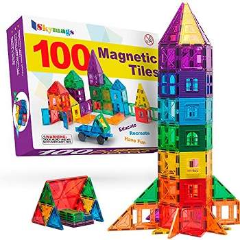 Skymags Magnetic Blocks Building Tiles for Kids 100 Pcs Set Toys Educational Inspirational Creative Open-Ended Play STEM Toys Building Toys Great Gift