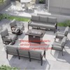 ALAULM Aluminum Patio Furniture Set Modern Metal Outdoor Conversation Sets w/45in Propane Fire Pit Table, Swivel Rocking Chairs w/5.1 Inch Cushion - 4 of 4