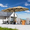 FONTOI Double Sided Outdoor Umbrella with Crank Handle, Rectangular Market Umbrella with 12 Ribs for Patio, Deck, Brown, 106.2"*94.5"*181.1" - 2 of 4