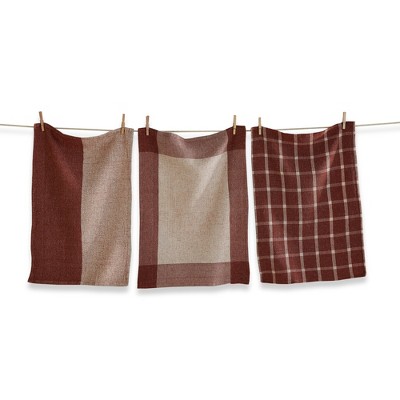 tag 26"L x 18"W Mae Set Of 3 Brick Cotton Waffle Weave Dishtowel Kitchen Towel Red Machine Washasble