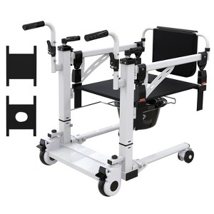 Patient Transfer Chair, Hoyer Lift for Home, Bathroom Wheelchair with 180 Split Seat and Potty, Portable Elderly Lift Bedside Commode Chair - 1 of 4