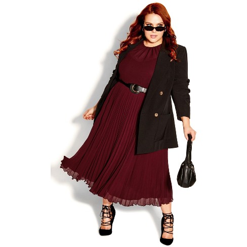 City Chic | Women's Plus Size Love Pleat Dress - Garnet - 12 Plus : Target