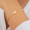 Turandoss 18K Gold Cross Bracelet for Women Girls - Dainty Gold Plated Cross Charm Bracelets, Link Chain Bracelet, Christmas Gifts for Girls - 2 of 4