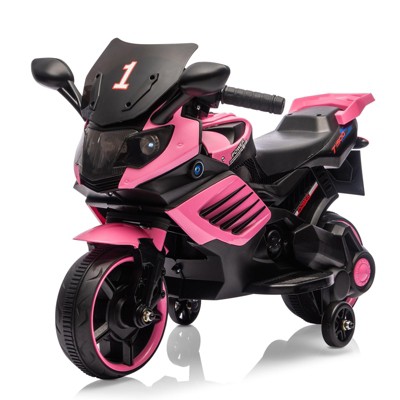 Jojoka Kids Ride On Motorcycle with Training Wheels, Battery Powered Electric Motorcycle, Light, Music, Ride On Toys for Toddler Boys Girls