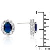 Slickblue Vintage-Inspired Sapphire CZ Wedding Earrings, 2.2ct Oval & Round Stones, Rhodium Plated Finish - 3 of 3