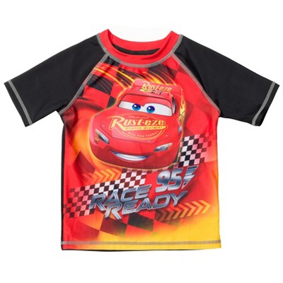 Disney Pixar Cars Lightning McQueen Little Boys Rash Guard and Swim Trunks Outfit Set Multicolor 6 — фото 3