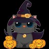 Men's Design By Humans Black Cat With Jack O Lantern Halloween Shirt By thebeardstudio T-Shirt - 2 of 4