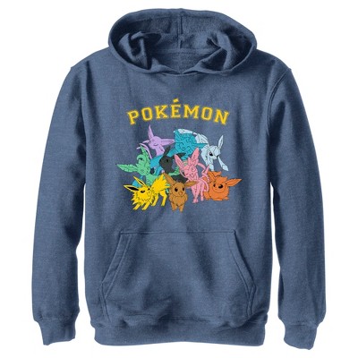 Men's Pokemon Eeveelutions Pull Over Hoodie Royal Blue Large