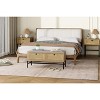 Rattan Shoe Bench with 2 Storage Drawers, Wooden Entryway Storage Bench with Linen Seat Cushion - 4 of 4