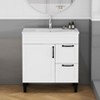 Gulches 31 in 1 Sink All-in-One Vanity White Bath Vanity with White Ceramic Top Soft Close Hinge Black Handle Feet - 2 of 4