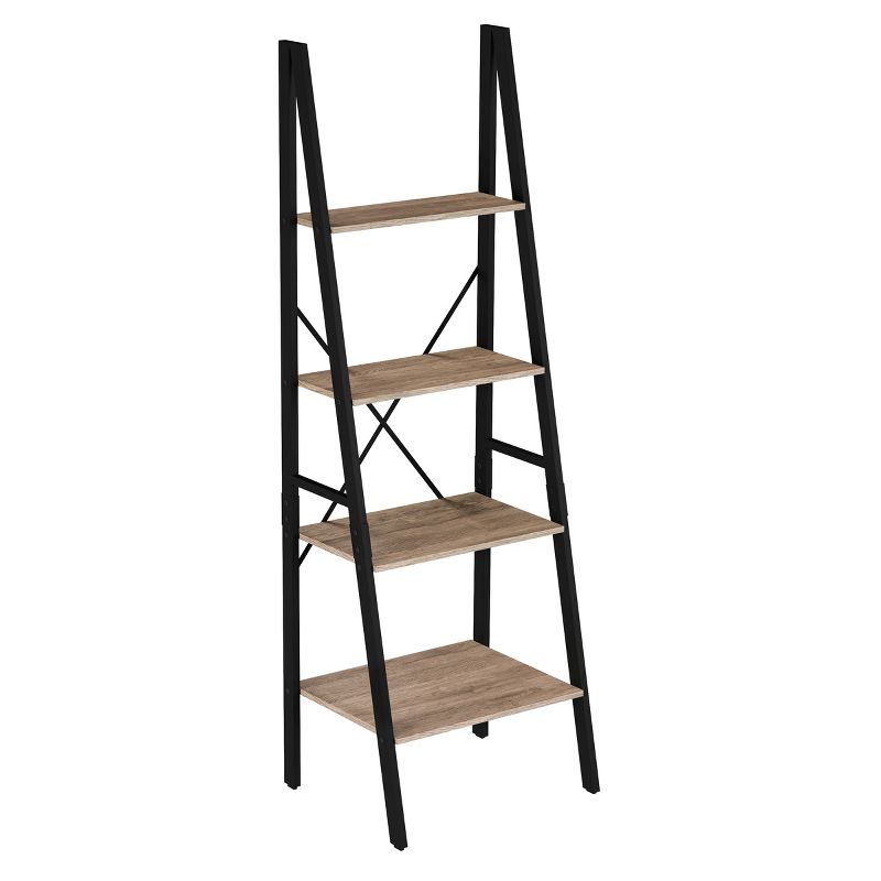Hastings Home 4-Tier Ladder-Style Bookcase, Gray, 1 of 9