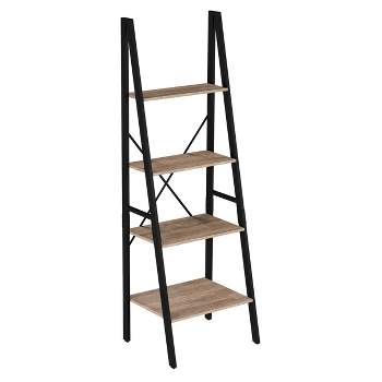 Hastings Home 4-Tier Ladder-Style Bookcase, Gray