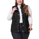Agnes Orinda Women's Plus Size Utility Anorak Cargo Drawstring Jean Denim Jacket Vest