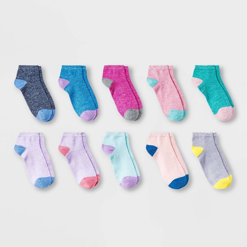 Girls' 10pk Lightweight Ankle Socks - Cat & Jack™, 1 of 3