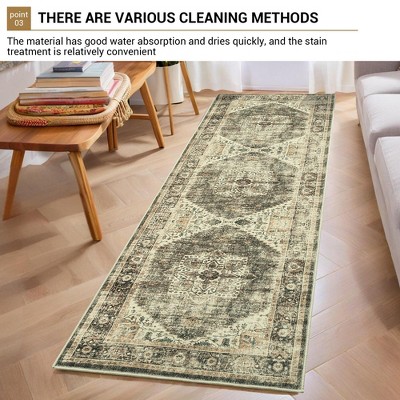 Washable Living Room Area Rug Large Vintage Printed Accent Carpet Non Shedding Oriental Distressed Floor Cover Foldable Indoor Mat