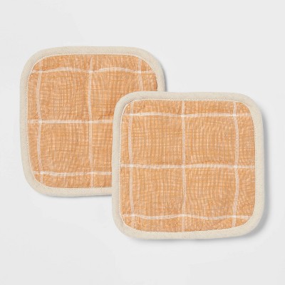 2pk Cotton Quilted Hot Pad Trivets Yellow - Threshold™