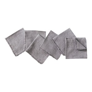 Slickblue Stone Washed Linen Cocktail Napkins, 12 x 12 Inch Cloth Napkins in Oyster or Navy, Multiple Sets - 1 of 3
