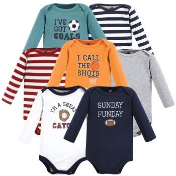 Hudson Baby Unisex Baby Cotton Long-Sleeve Bodysuits, Sports Stripes