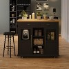 Mobile Kitchen Island Cart with Storage & Drop Leaf - Rolling Kitchen Cabinet with Drawer, Shelf & Spice Rack, Wood Dining Room Furniture (Black) - 3 of 4