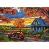 500 Piece Jigsaw Puzzle, Autumn Ride, Motorcycle and a sky ablaze with sunset colors, Classic America, Adult Puzzle, Castorland B-54077 - 2 of 4