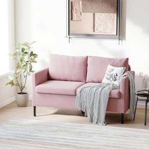 TYBOATLE 51" Modern Small Loveseat Sofa, 2‑Seater Fabric Couch with Iron Legs for Apartment, Office, Dorm, or Bedroom, Black - 1 of 4