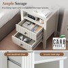 RoyalCrafted Fluted Nightstand, Wooden End Table Set with 2 Storage Drawers and Charging Station for Bedroom or Home Office, Set of 2, White - 4 of 4
