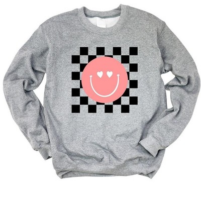 Simply Sage Market Women's Graphic Sweatshirt Valentines Pink Smiley