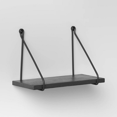 Photo 1 of 12 x 6 Wood Wall Shelf with Wire Black - Threshold